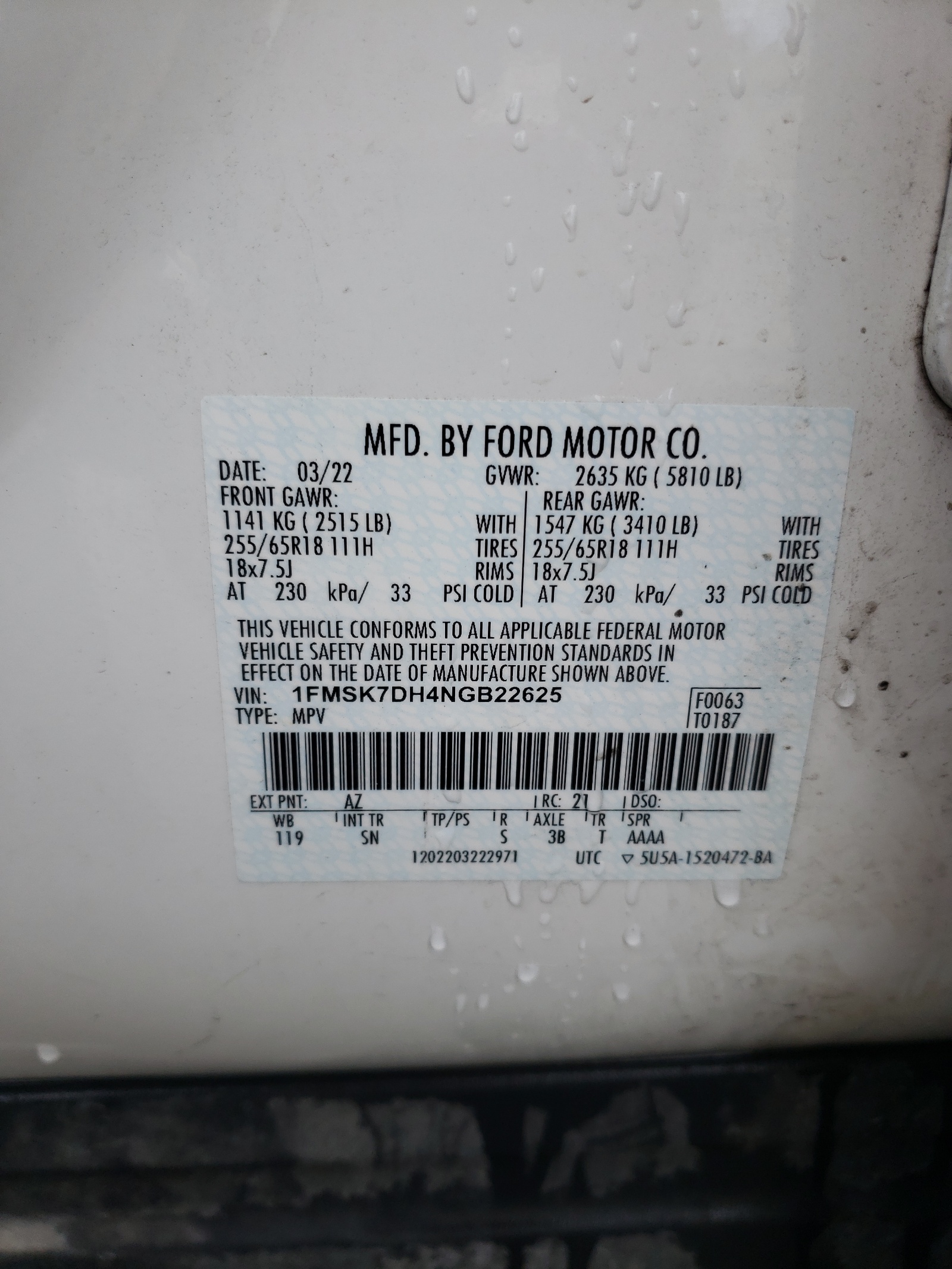 1FMSK7DH4NGB22625 2022 Ford Explorer Xlt