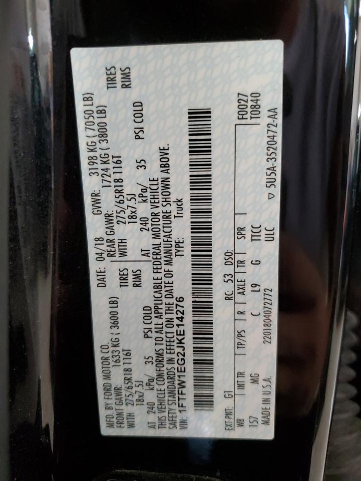 2018 Ford F150 Supercrew VIN: 1FTFW1EG2JKE14276 Lot: 61806884