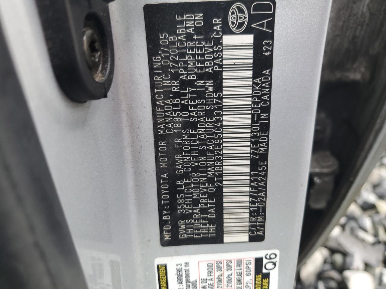 2005 Toyota Corolla Ce VIN: 2T1BR32E95C433175 Lot: 64315314