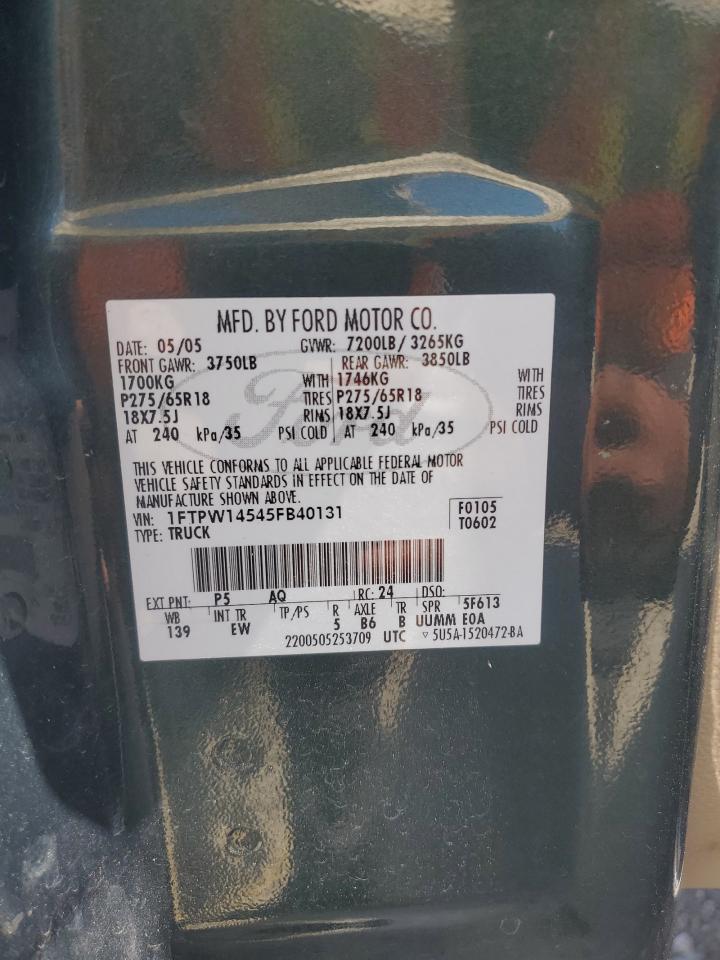 2005 Ford F150 Supercrew VIN: 1FTPW14545FB40131 Lot: 64686034