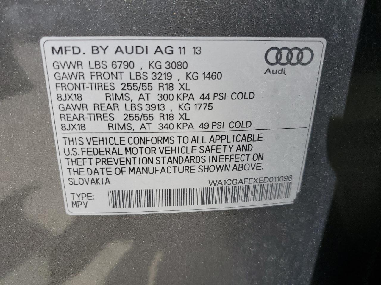 2014 Audi Q7 Premium VIN: WA1CGAFEXED011096 Lot: 63892444