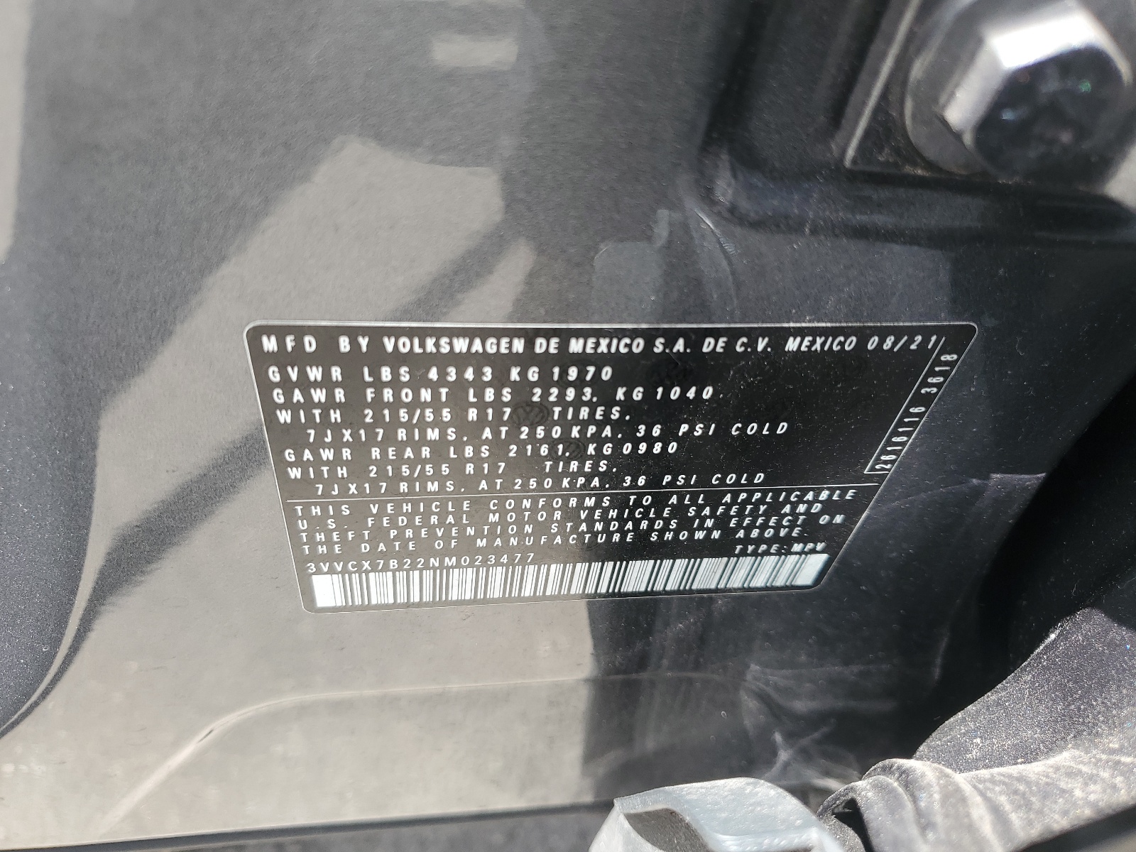 3VVCX7B22NM023477 2022 Volkswagen Taos S