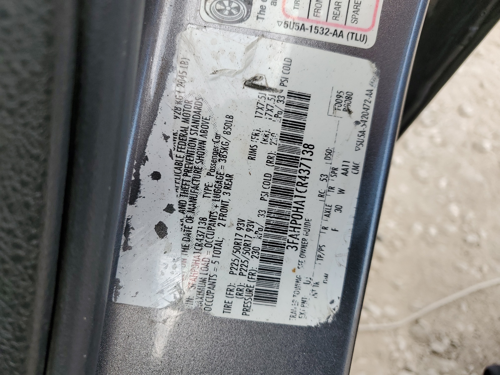 3FAHP0HA1CR437138 2012 Ford Fusion Se