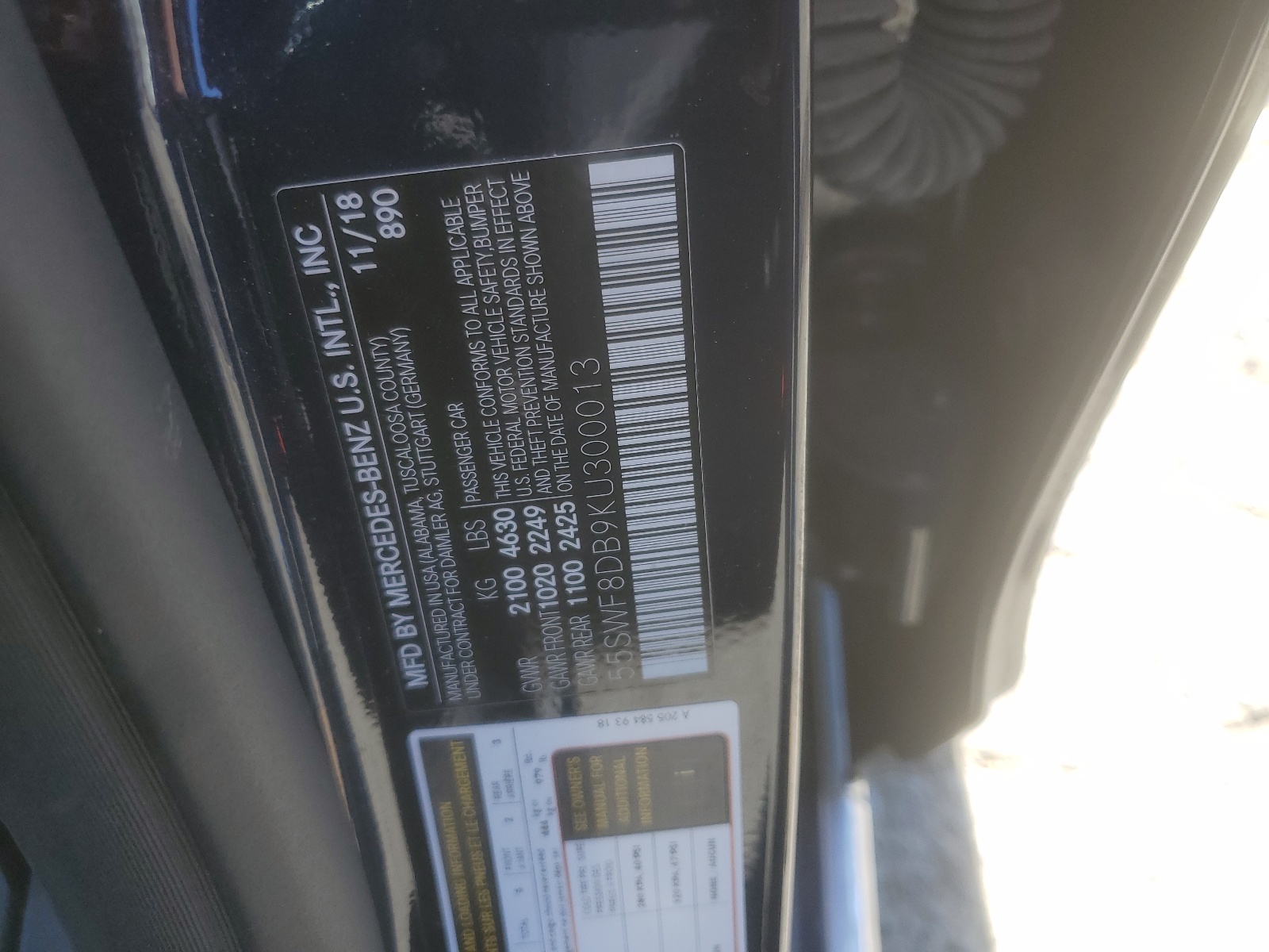 55SWF8DB9KU300013 2019 Mercedes-Benz C 300