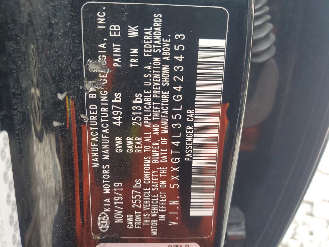 2020 Kia Optima Lx VIN: 5XXGT4L35LG423453 Lot: 64065984