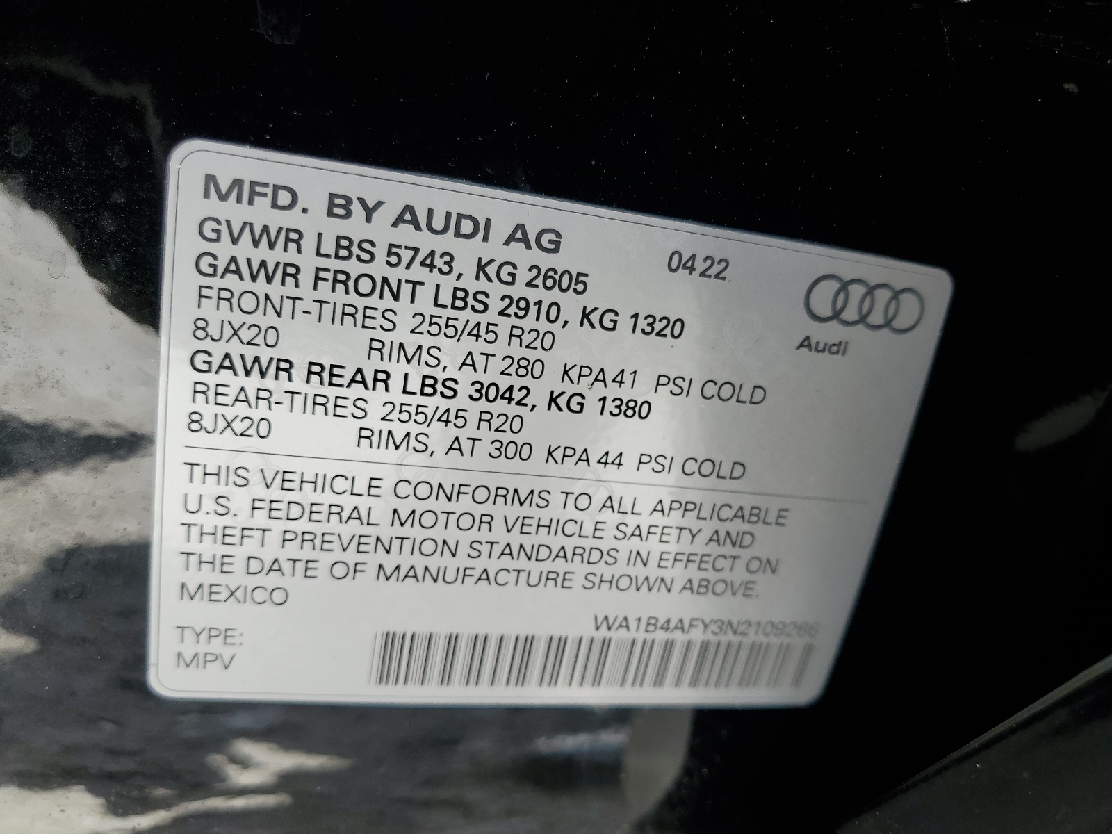 WA1B4AFY3N2109266 2022 Audi Sq5 Premium Plus