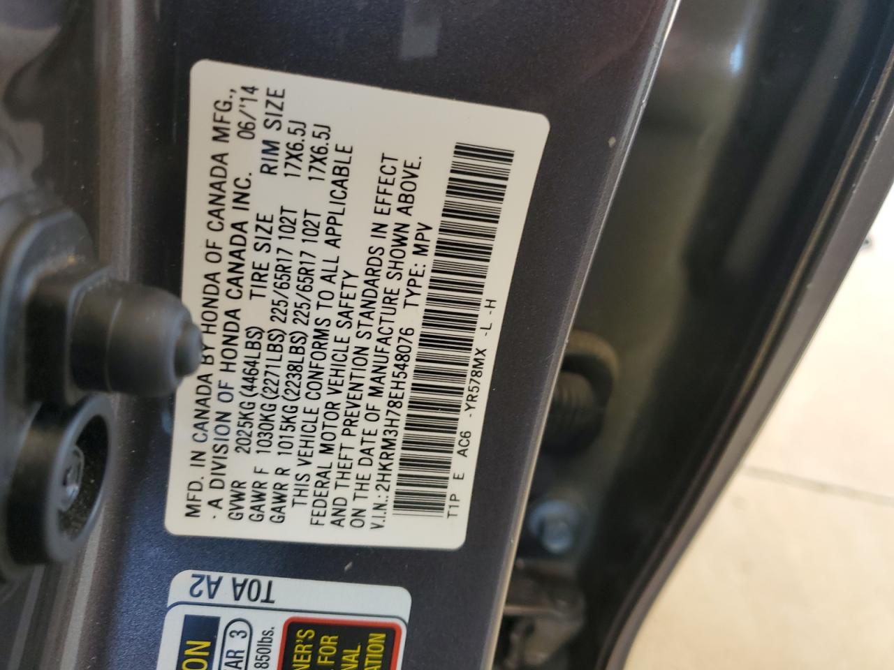 2HKRM3H78EH548076 2014 Honda Cr-V Exl