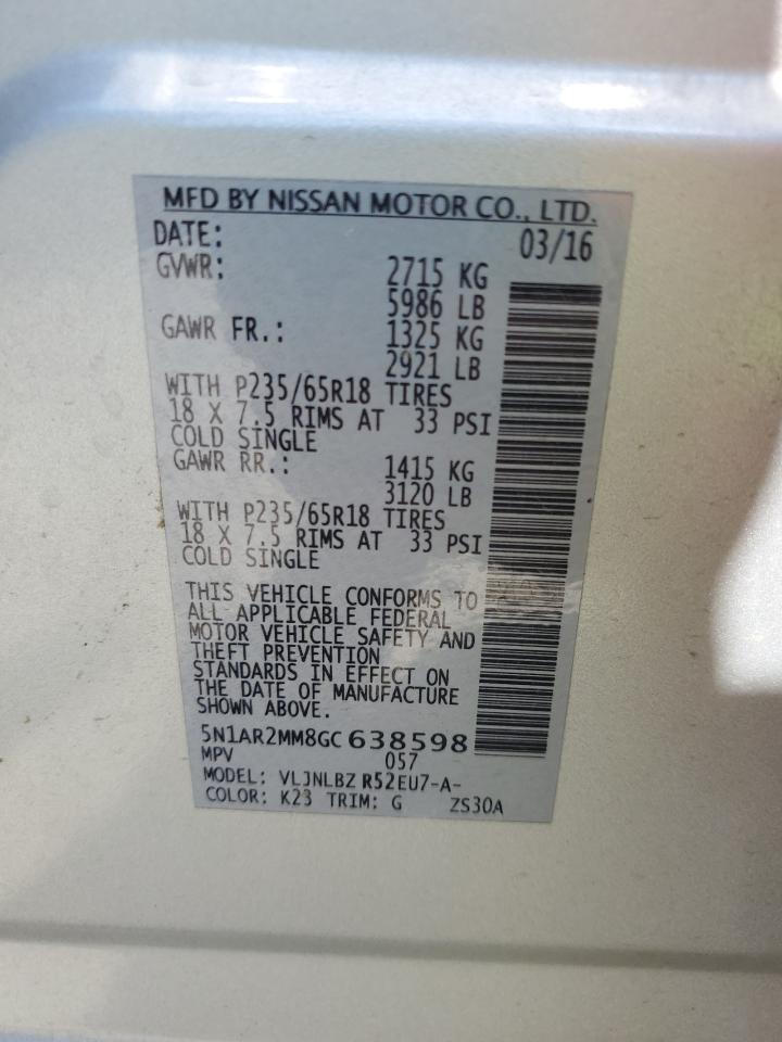 5N1AR2MM8GC638598 2016 Nissan Pathfinder S