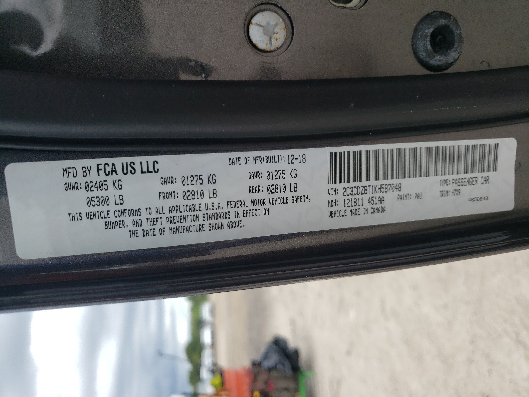 2C3CDZBT1KH587048 2019 Dodge Challenger R/T