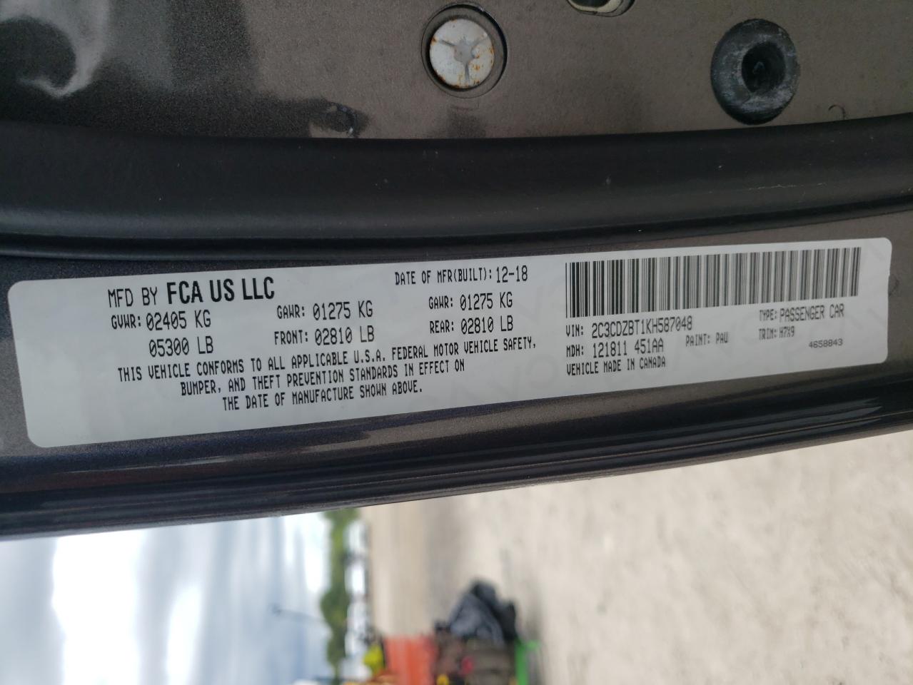 2019 Dodge Challenger R/T VIN: 2C3CDZBT1KH587048 Lot: 65025474