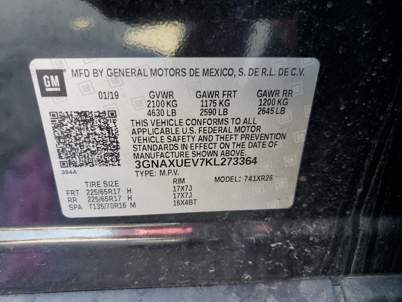 3GNAXUEV7KL273364 2019 CHEVROLET EQUINOX - Image 13