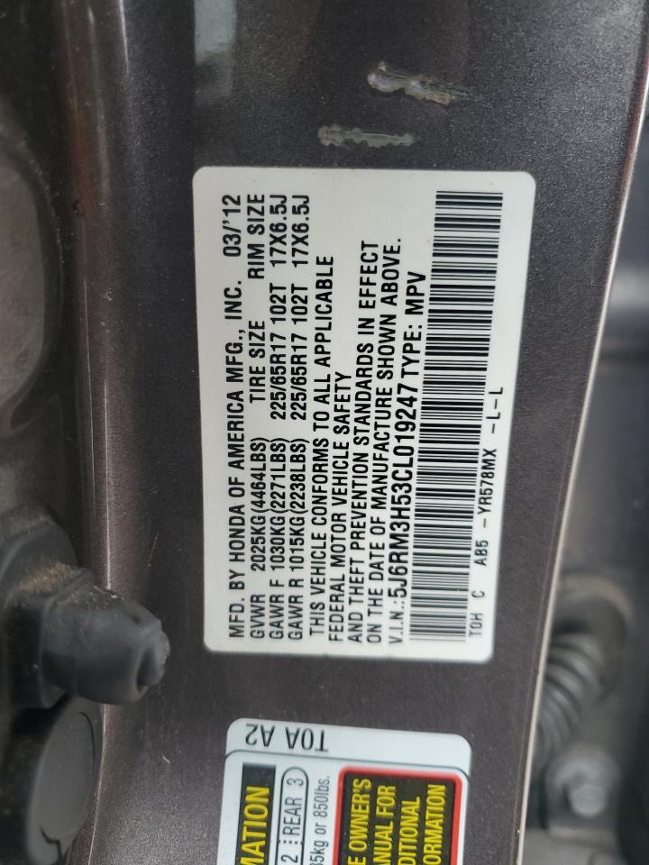 2012 Honda Cr-V Ex VIN: 5J6RM3H53CL019247 Lot: 64469494