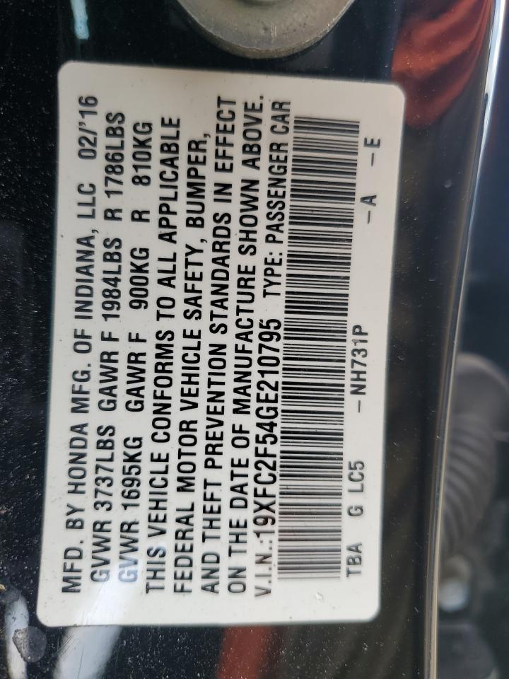 19XFC2F54GE210795 2016 Honda Civic Lx