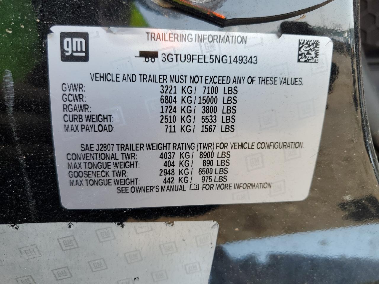 3GTU9FEL5NG149343 2022 GMC Sierra Limited K1500 Denali