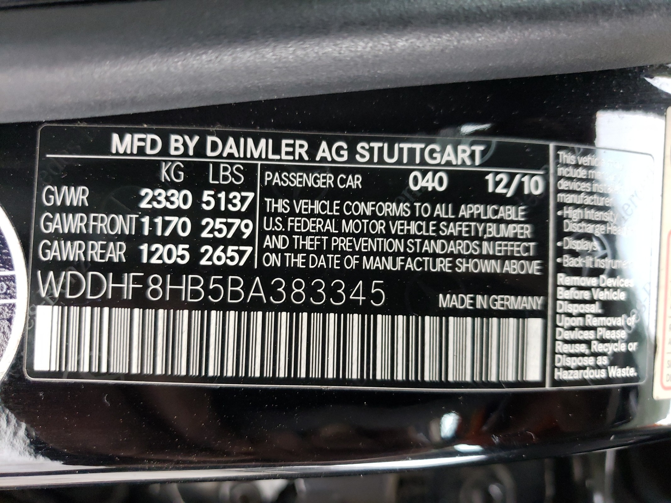 WDDHF8HB5BA383345 2011 Mercedes-Benz E 350 4Matic