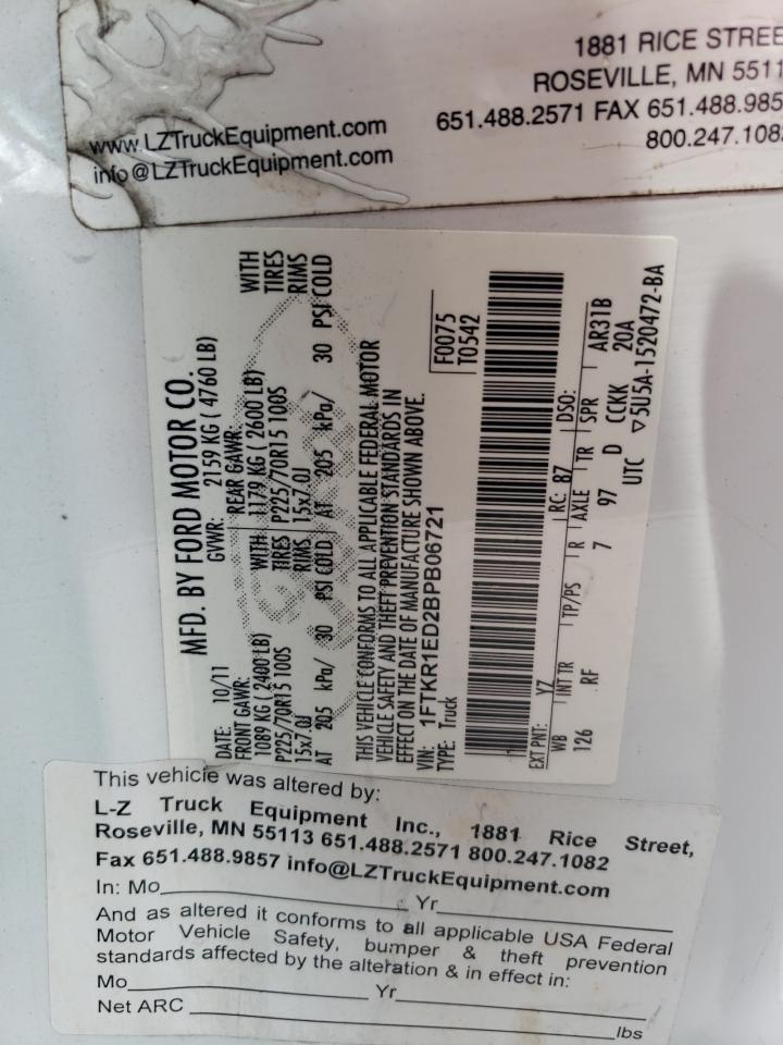 2011 Ford Ranger Super Cab VIN: 1FTKR1ED2BPB06721 Lot: 65478174