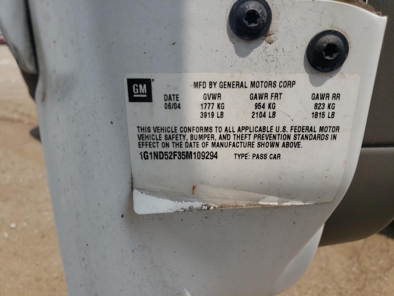2005 Chevrolet Classic VIN: 1G1ND52F35M109294 Lot: 63835754