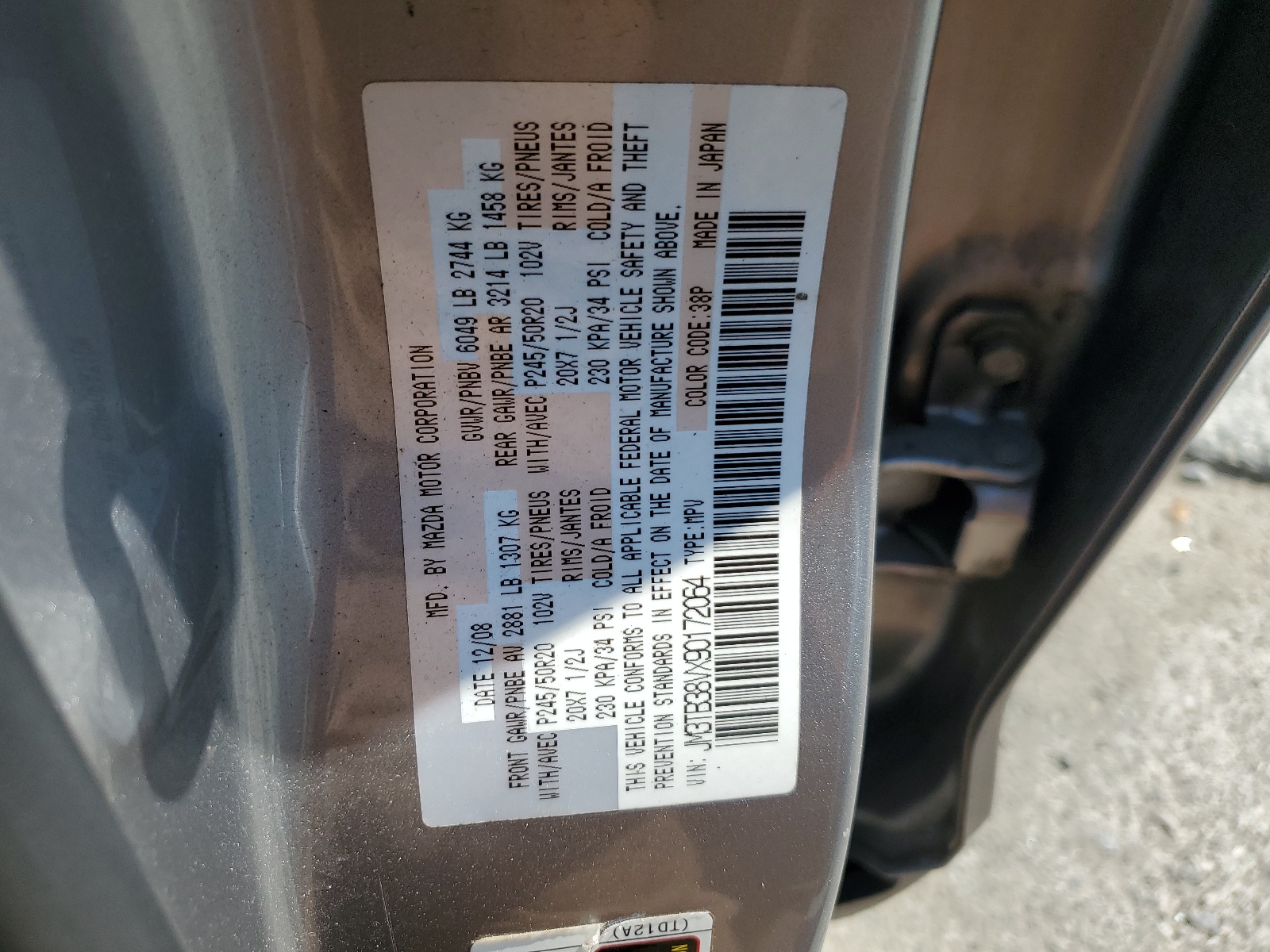 JM3TB38VX90172064 2009 Mazda Cx-9