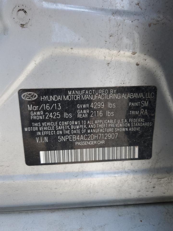 2013 Hyundai Sonata Gls VIN: 5NPEB4AC2DH712907 Lot: 63263094