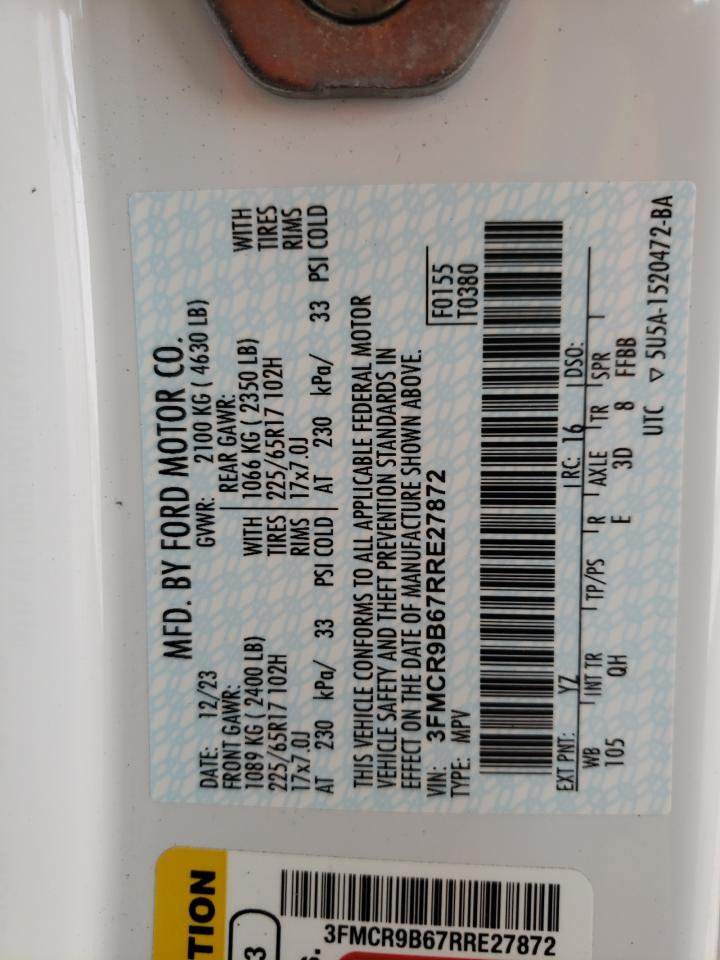 2024 Ford Bronco Sport Big Bend VIN: 3FMCR9B67RRE27872 Lot: 64995174