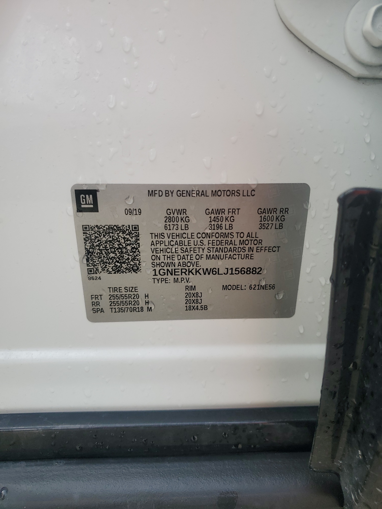 1GNERKKW6LJ156882 2020 Chevrolet Traverse Premier