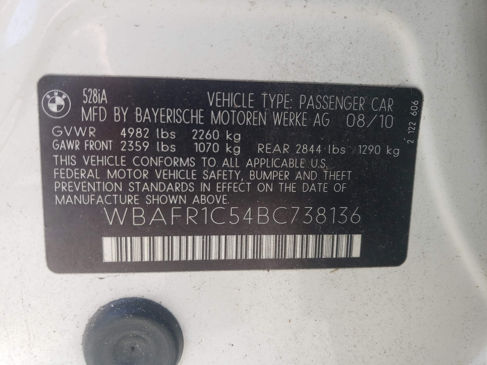 WBAFR1C54BC738136 2011 BMW 528 I