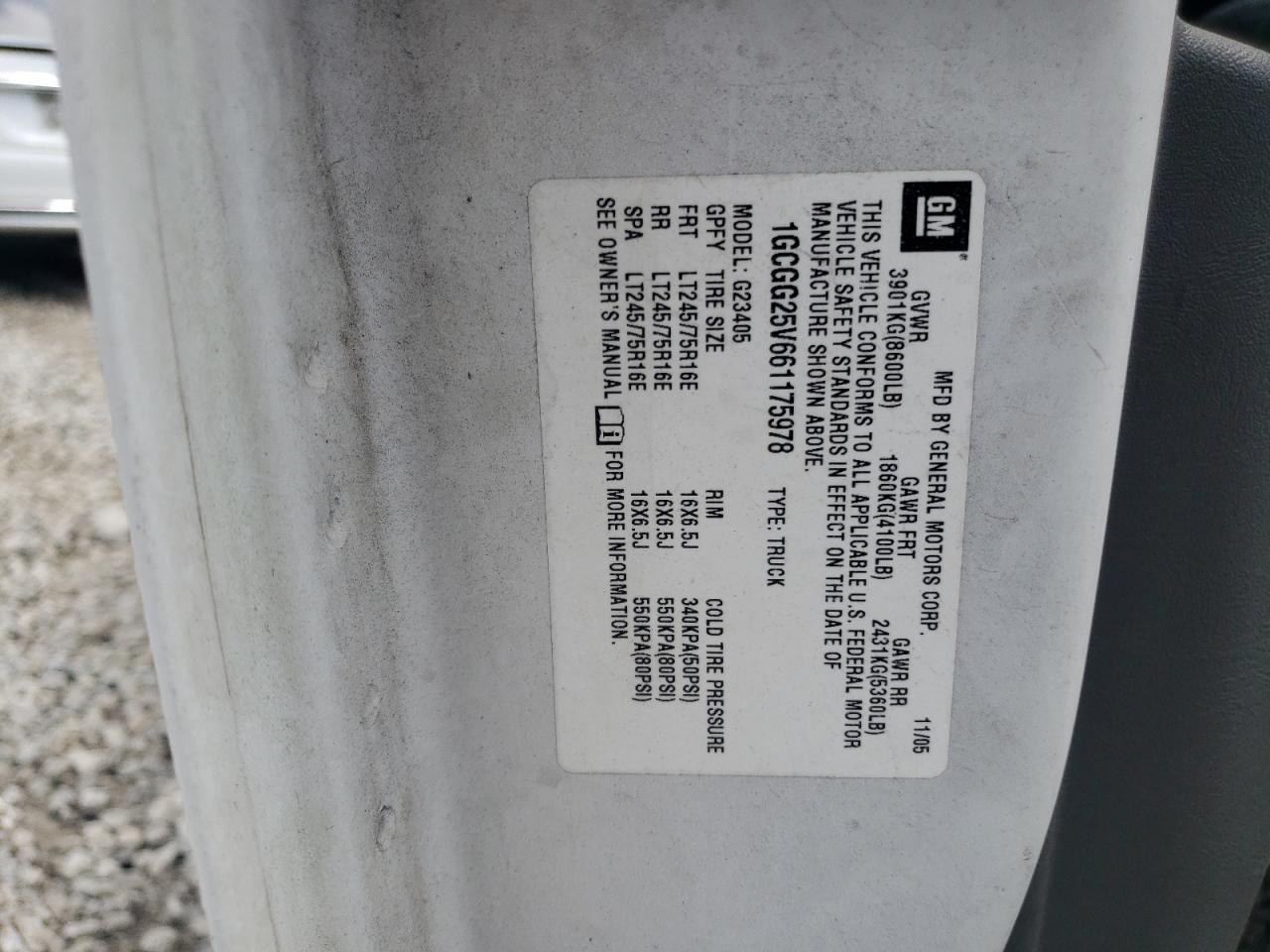 2006 Chevrolet Express G2500 VIN: 1GCGG25V661175978 Lot: 62496074