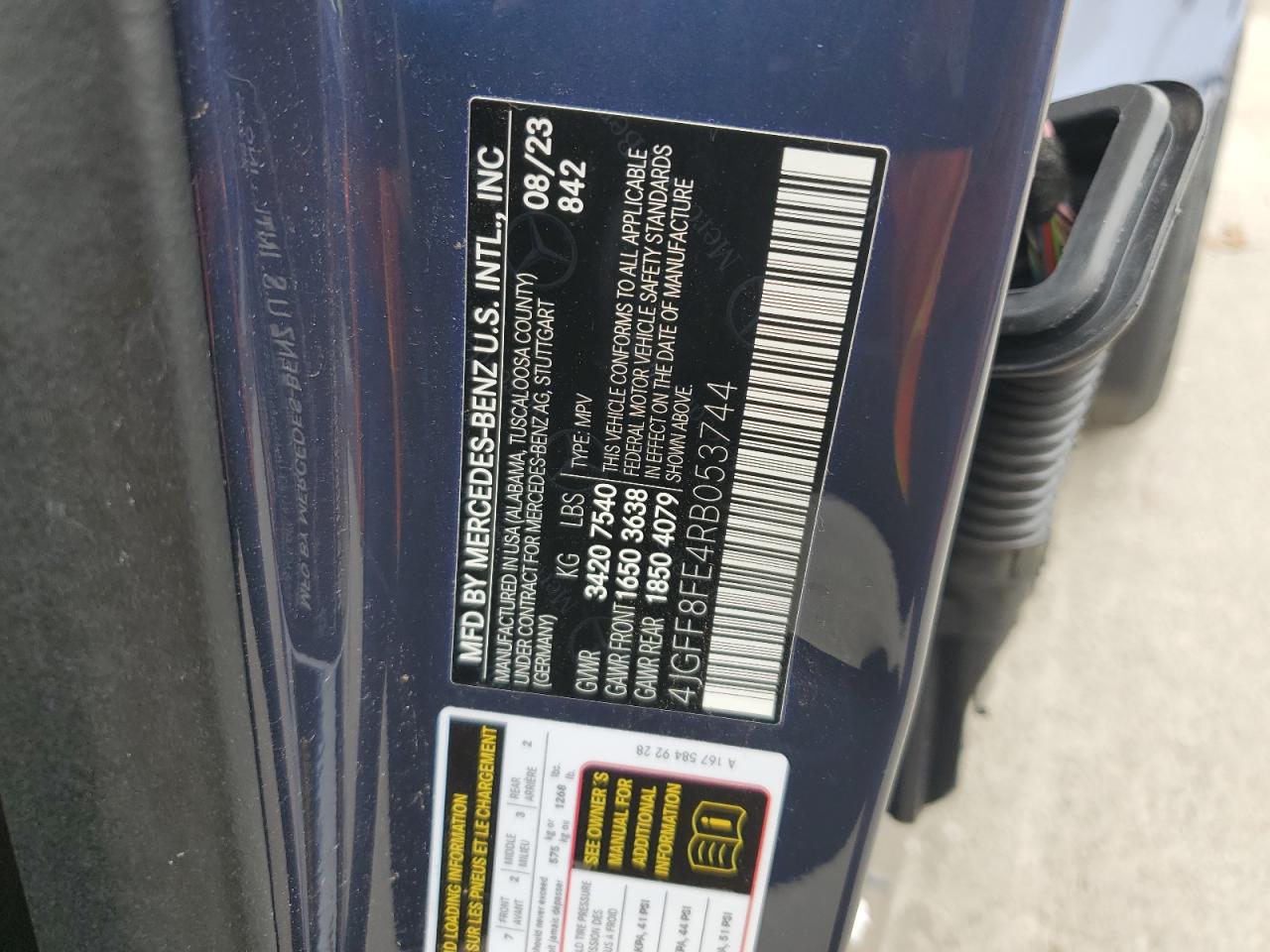 2024 Mercedes-Benz Gls 580 4Matic VIN: 4JGFF8FE4RB053744 Lot: 63067924
