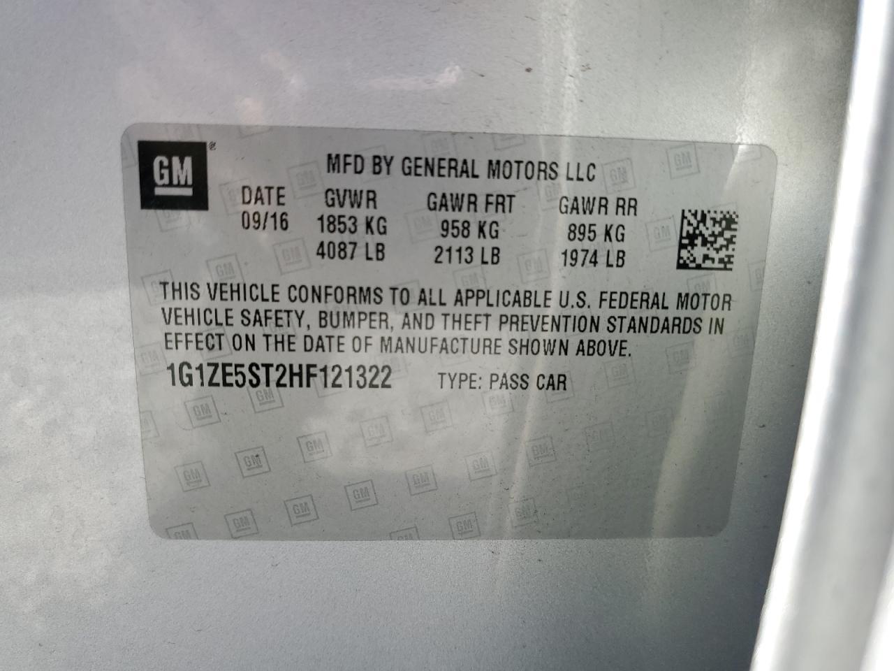 1G1ZE5ST2HF121322 2017 CHEVROLET MALIBU - Image 12