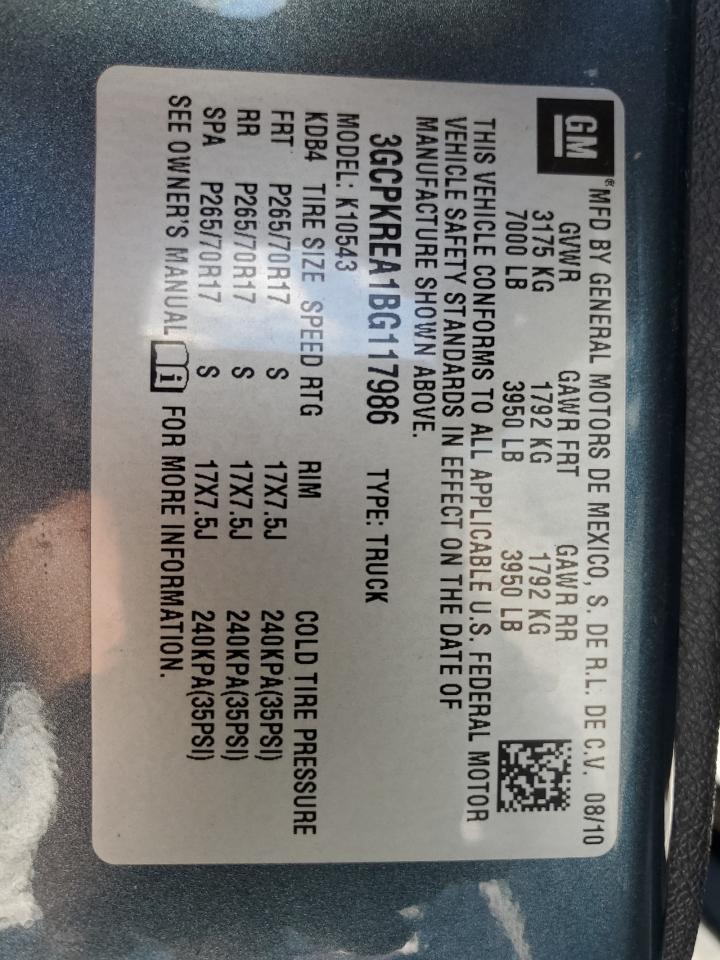 2011 Chevrolet Silverado K1500 Ls VIN: 3GCPKREA1BG117986 Lot: 61151724