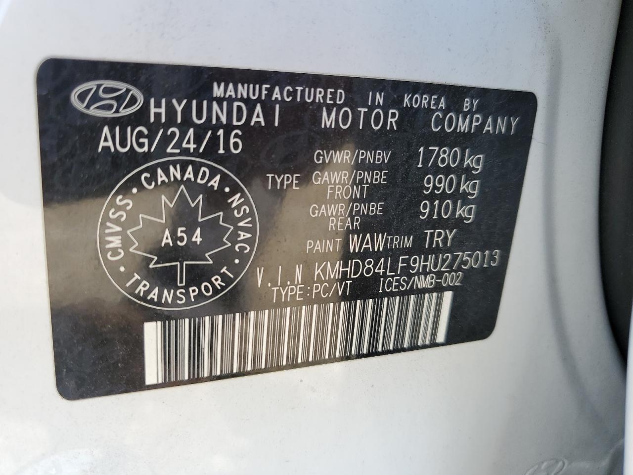 2017 Hyundai Elantra Se VIN: KMHD84LF9HU275013 Lot: 63653494