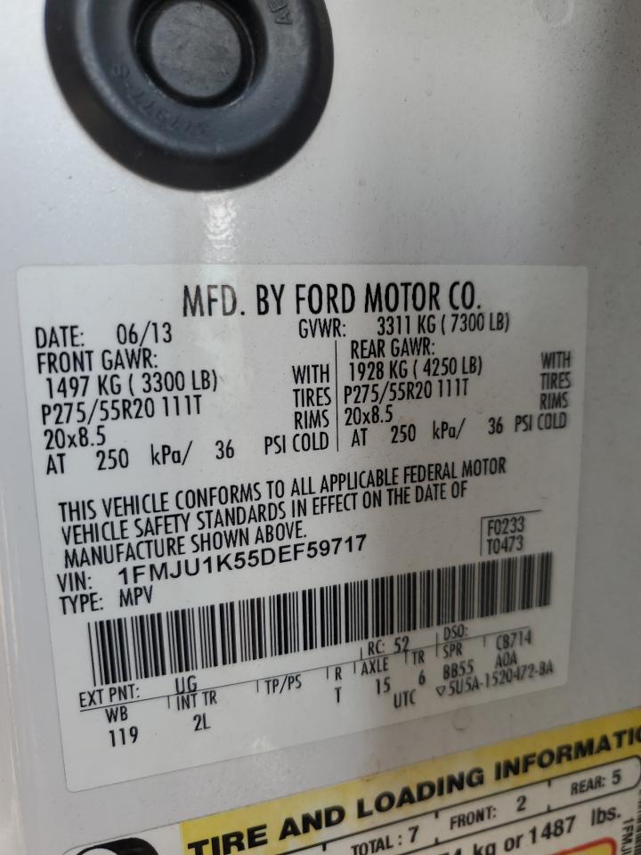 2013 Ford Expedition Limited VIN: 1FMJU1K55DEF59717 Lot: 63876004