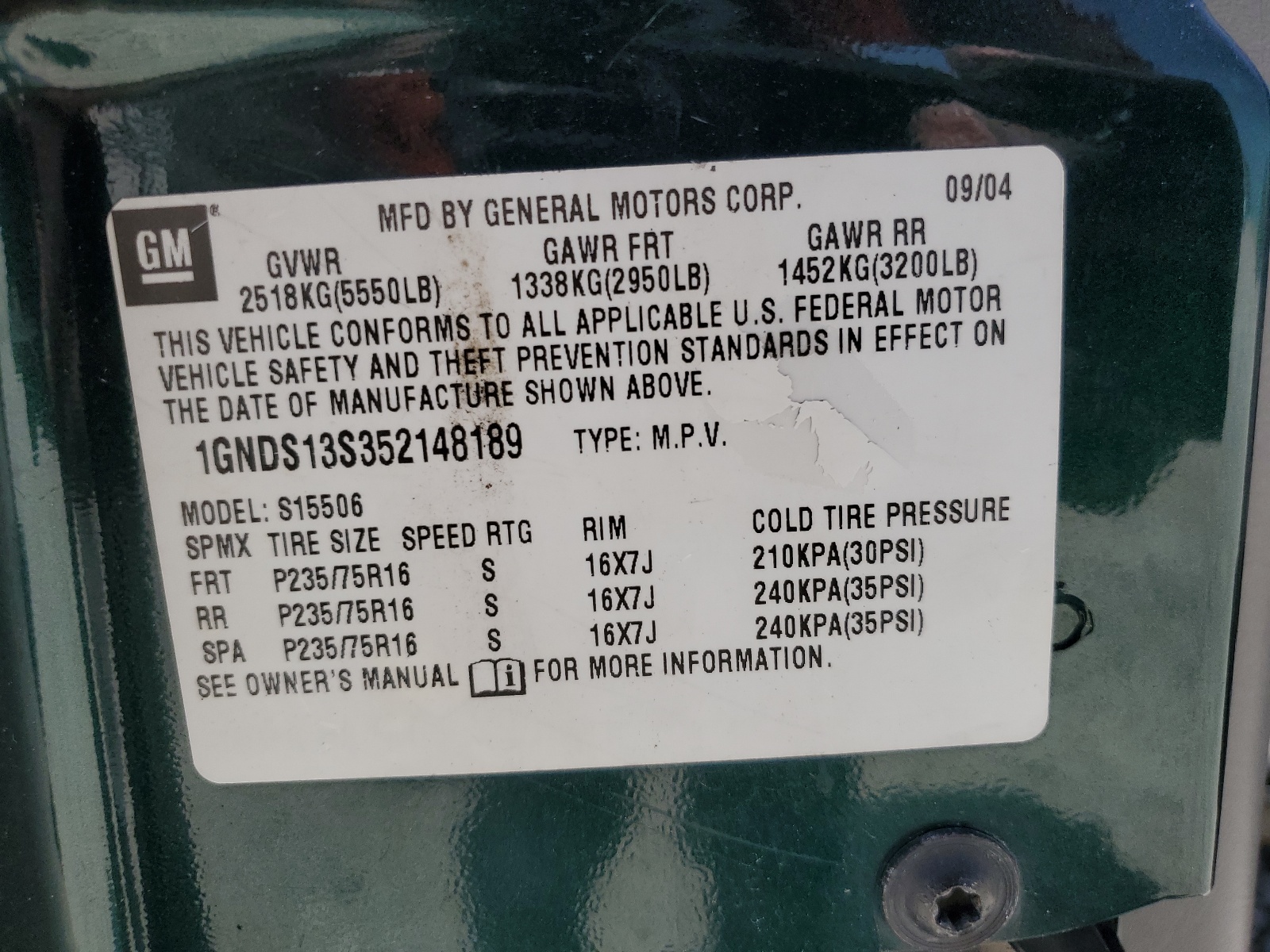 1GNDS13S352148189 2005 Chevrolet Trailblazer Ls