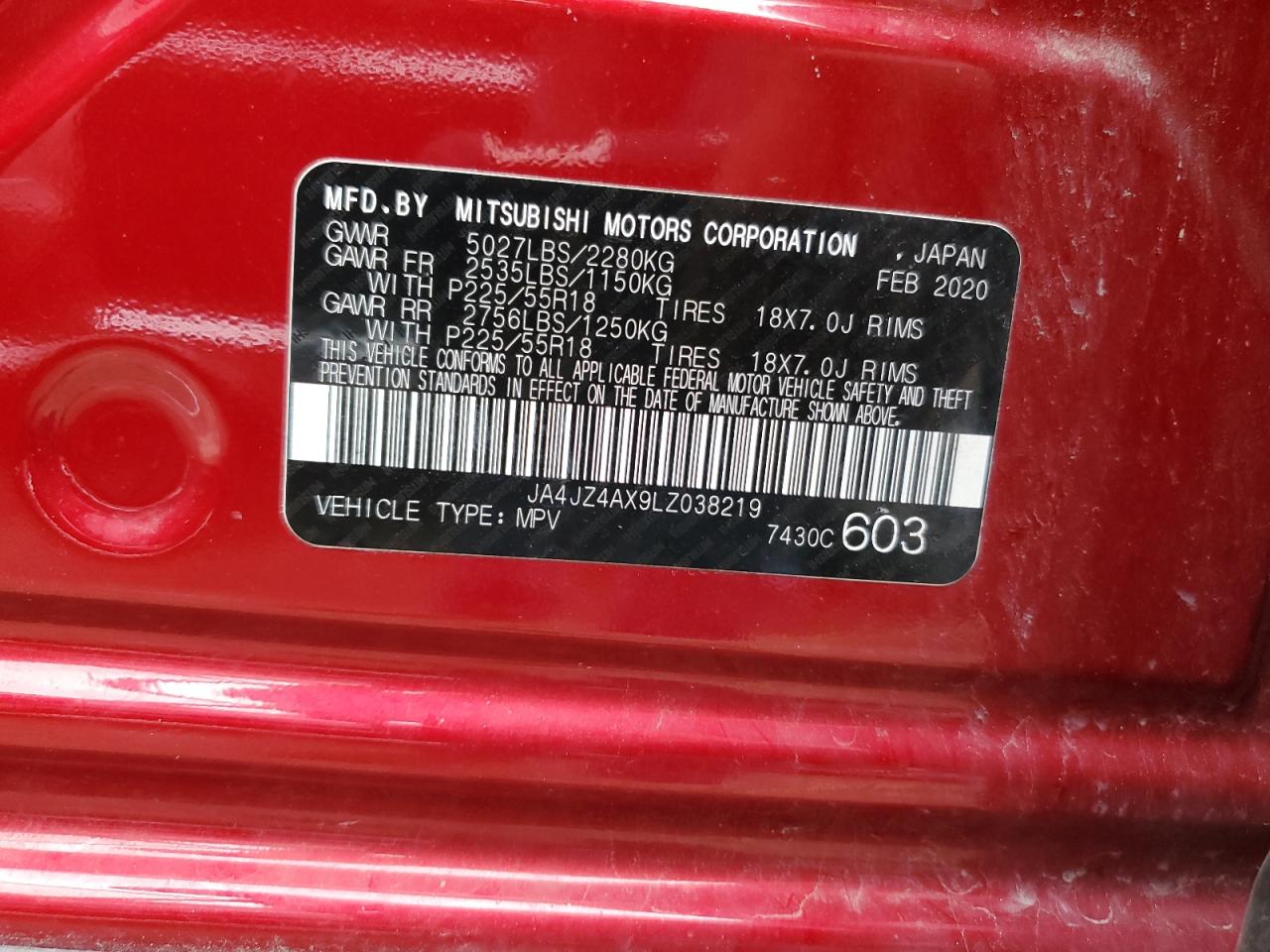 2020 Mitsubishi Outlander Gt VIN: JA4JZ4AX9LZ038219 Lot: 64019434