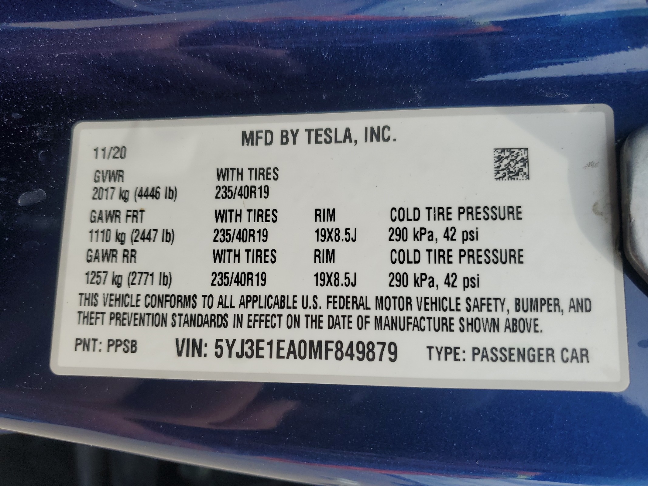 5YJ3E1EA0MF849879 2021 Tesla Model 3