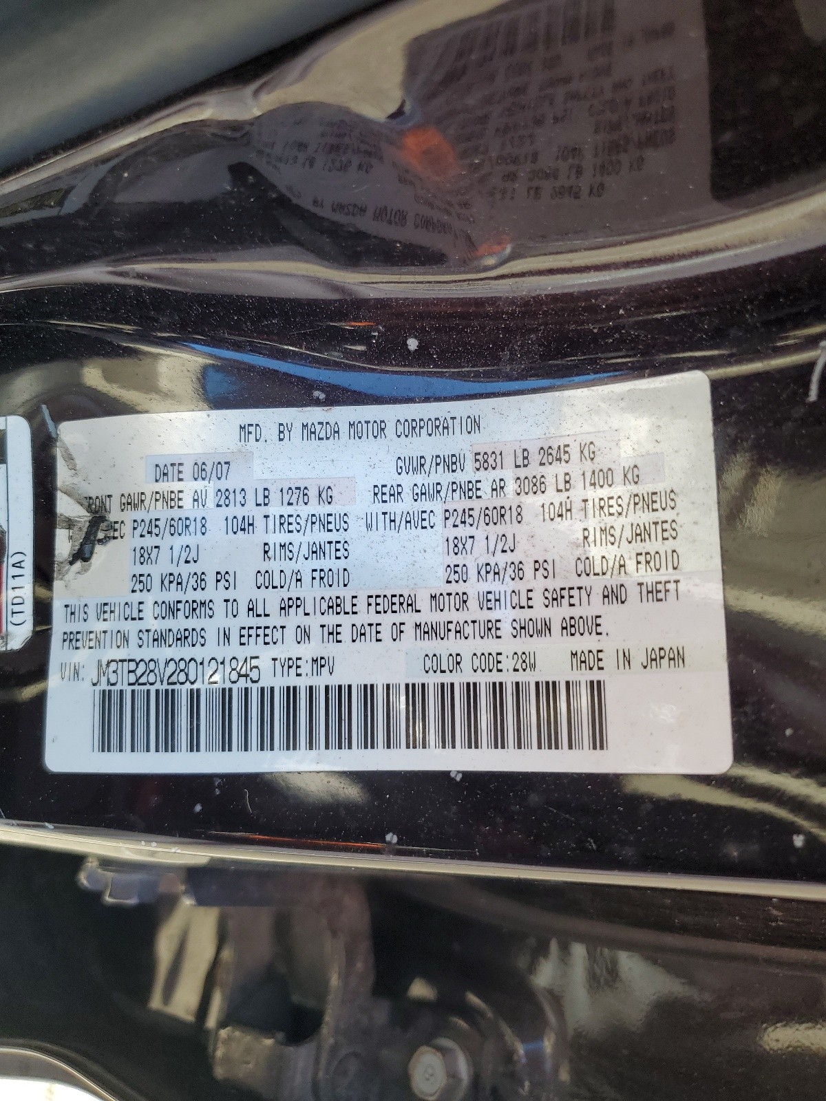 JM3TB28V280121845 2008 Mazda Cx-9