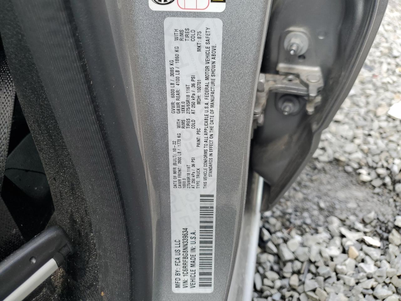 2022 Ram 1500 Big Horn/Lone Star VIN: 1C6RRFBG8NN339634 Lot: 63418544