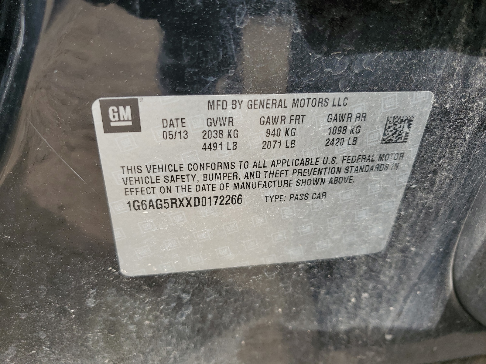 1G6AG5RXXD0172266 2013 Cadillac Ats