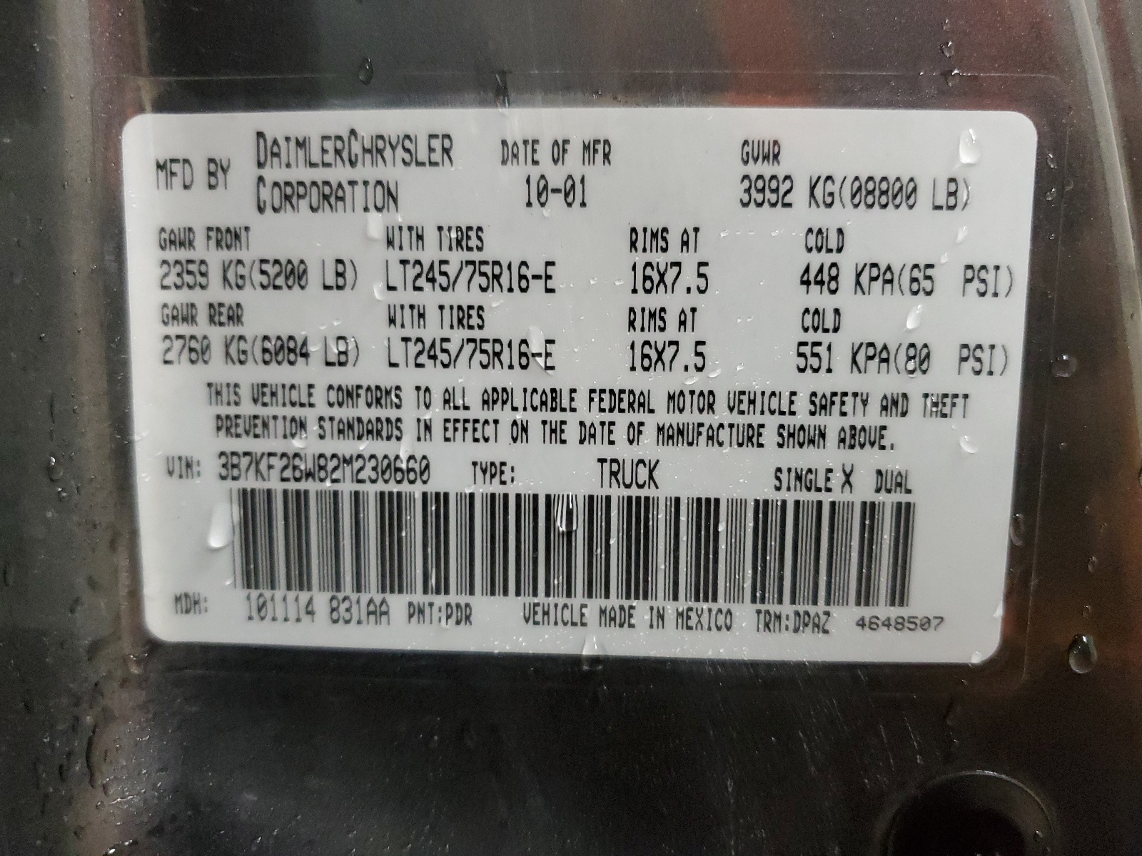 3B7KF26W82M230660 2002 Dodge Ram 2500