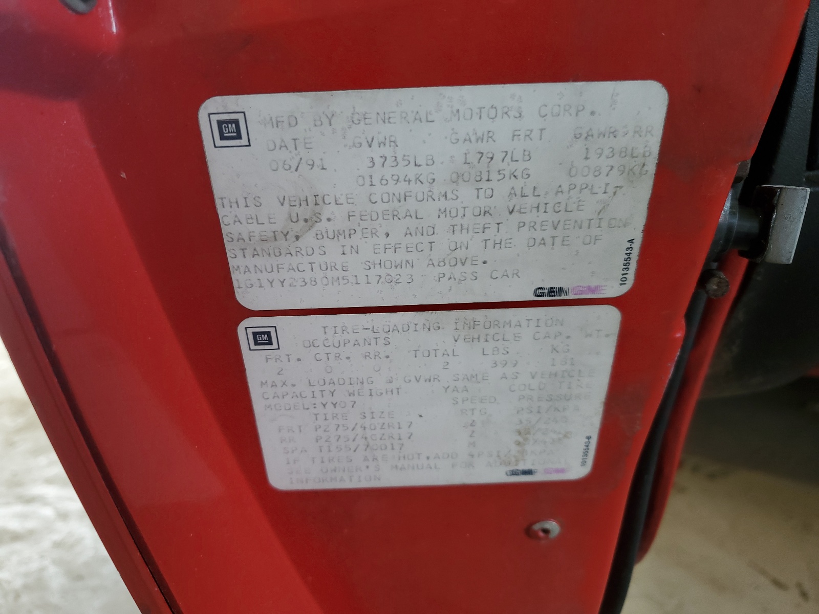 1G1YY2380M5117023 1991 Chevrolet Corvette