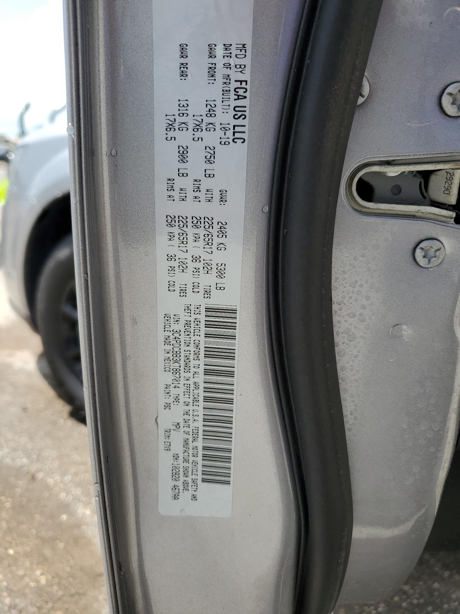 3C4PDCBB3KT867014 2019 Dodge Journey Se