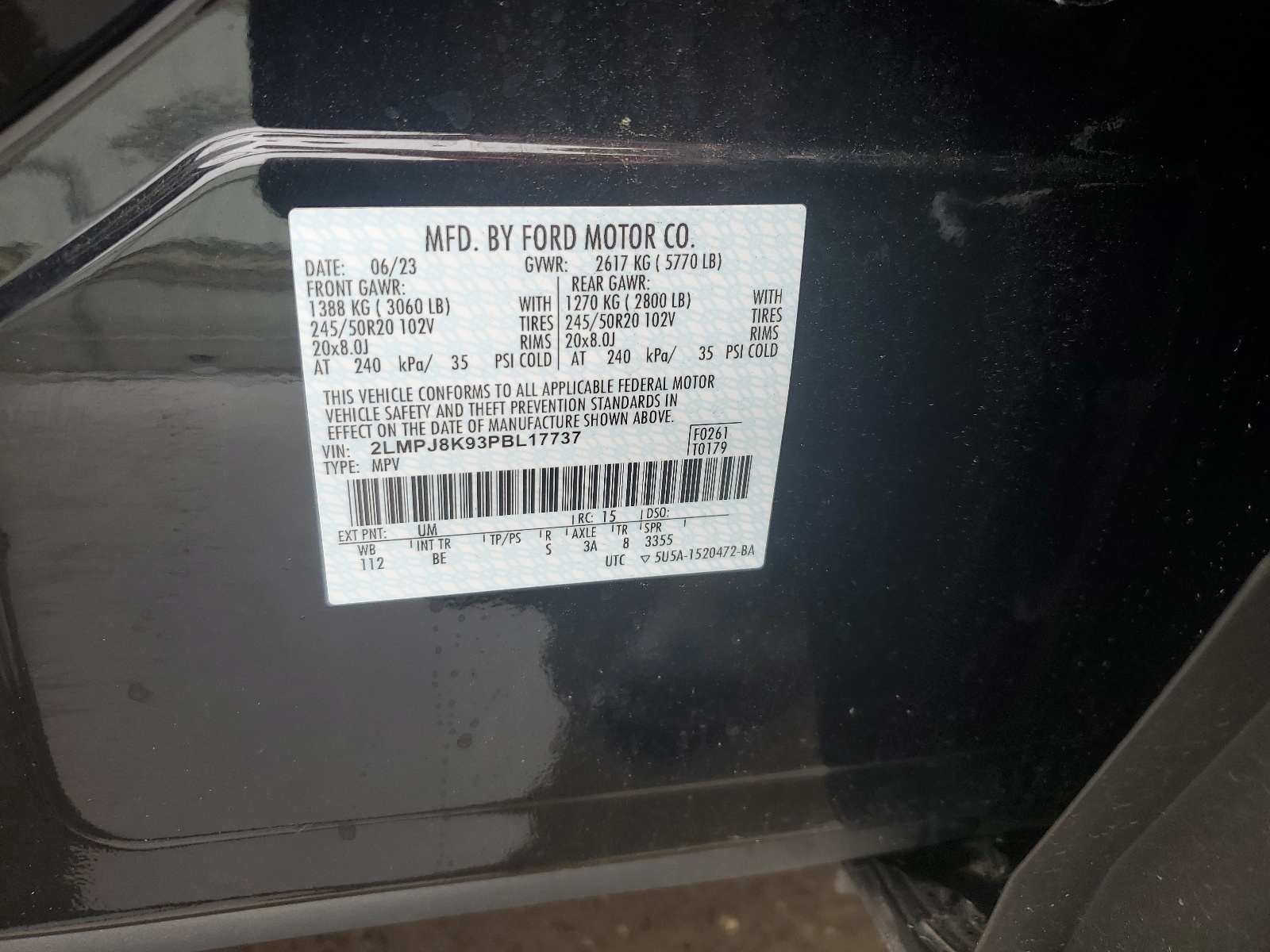 2LMPJ8K93PBL17737 2023 Lincoln Nautilus Reserve