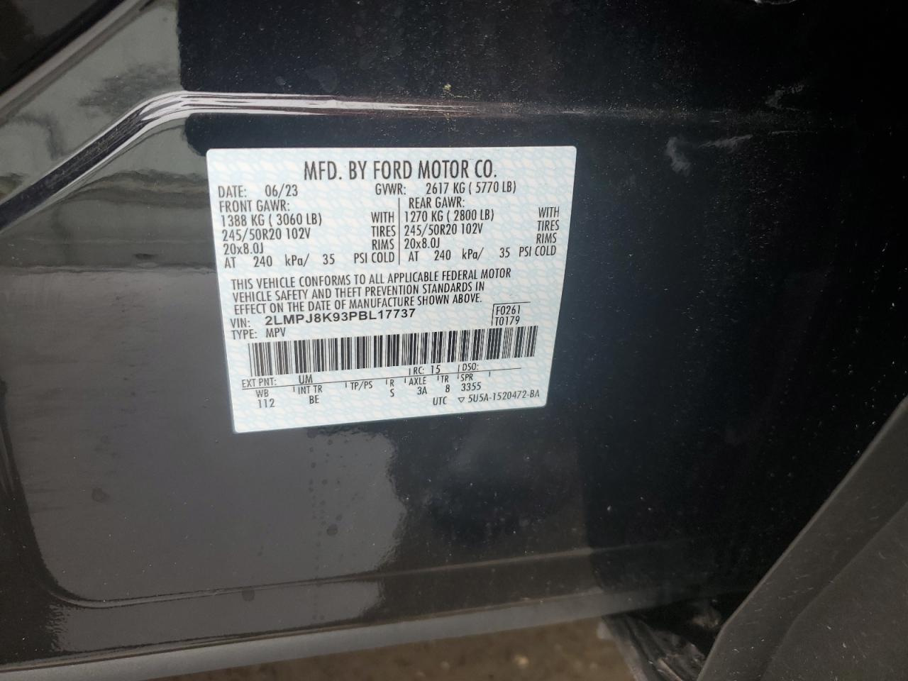 2023 Lincoln Nautilus Reserve VIN: 2LMPJ8K93PBL17737 Lot: 62766854