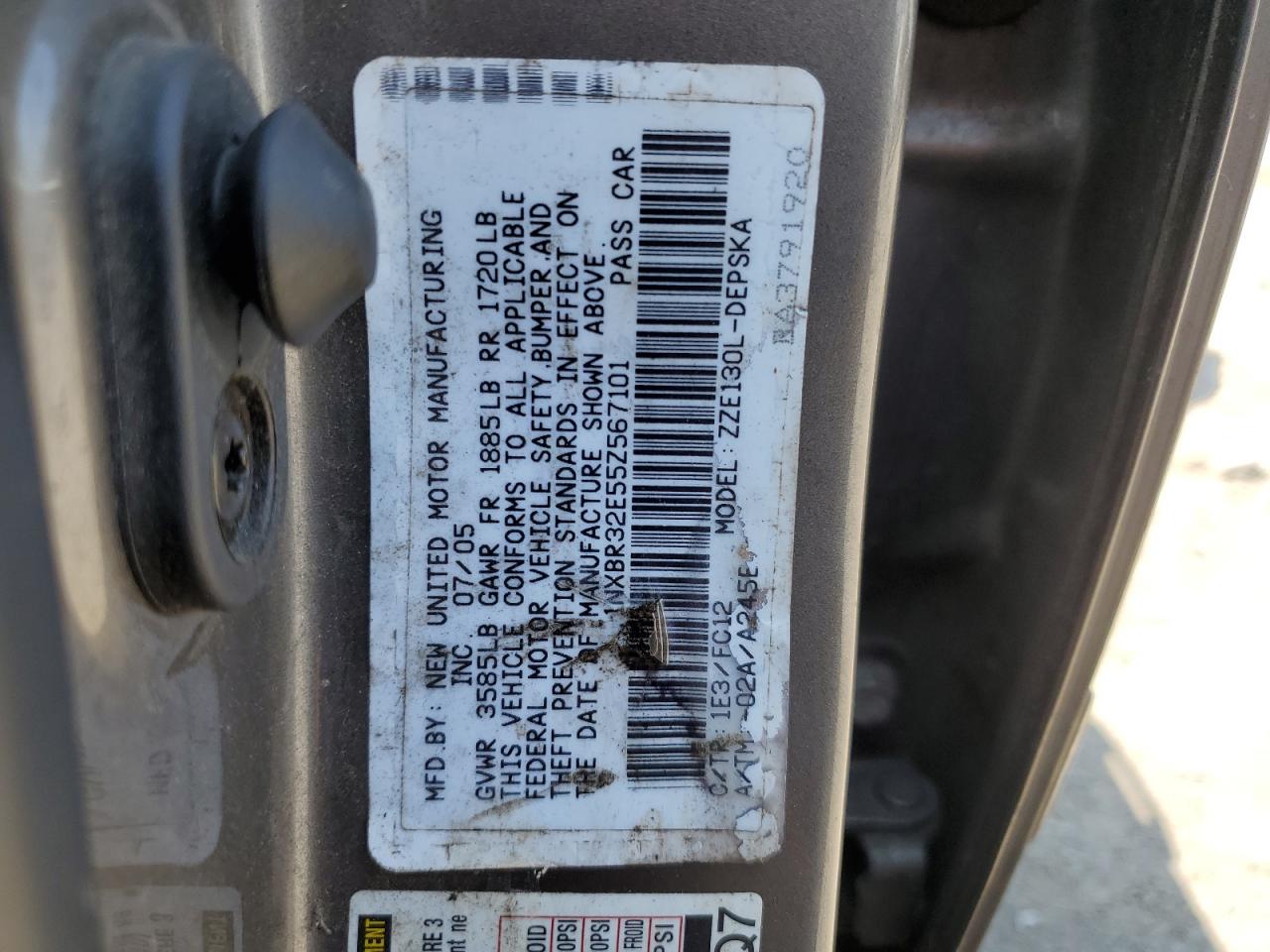 2005 Toyota Corolla Ce VIN: 1NXBR32E55Z567101 Lot: 65161804