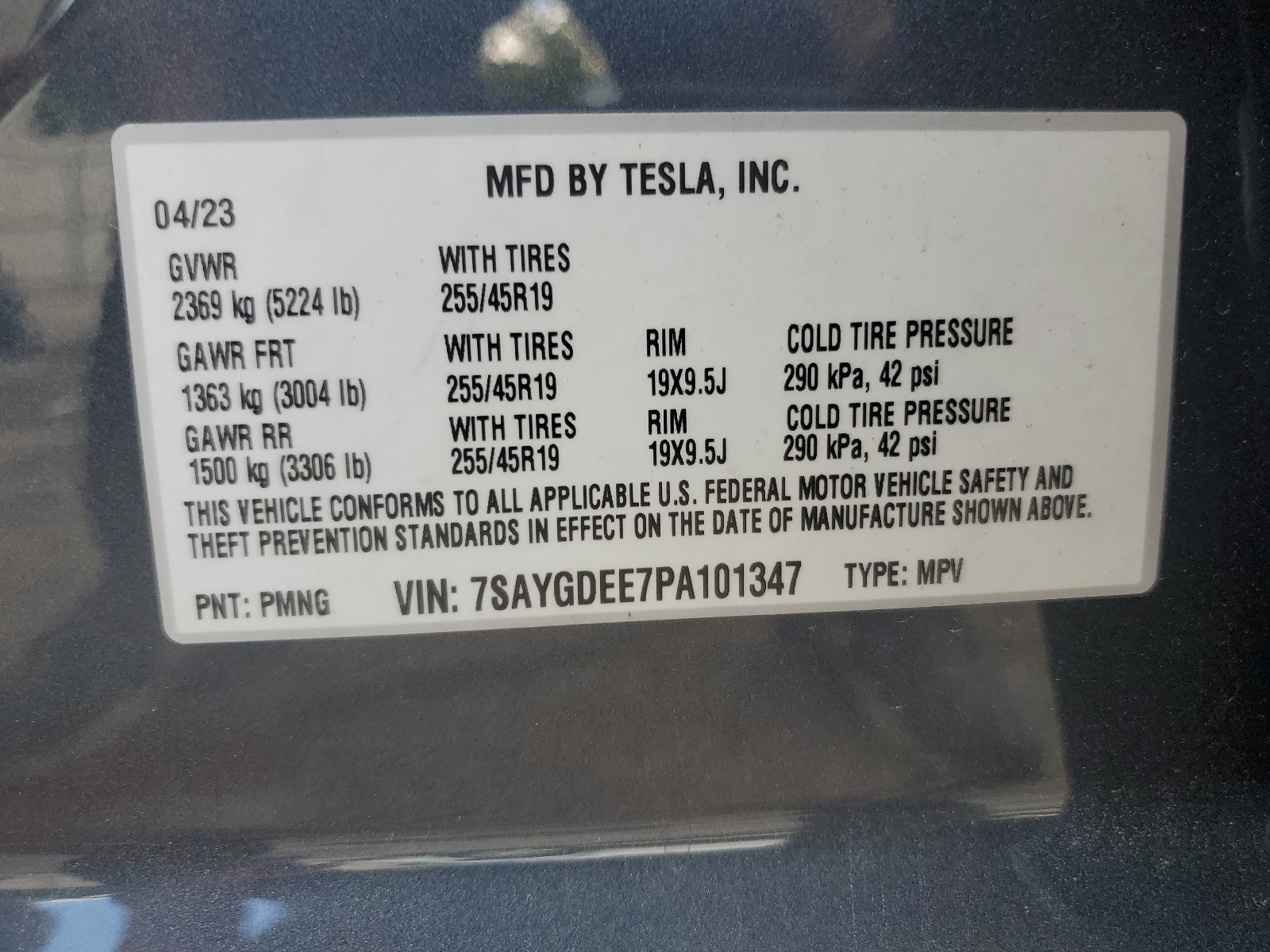 7SAYGDEE7PA101347 2023 Tesla Model Y