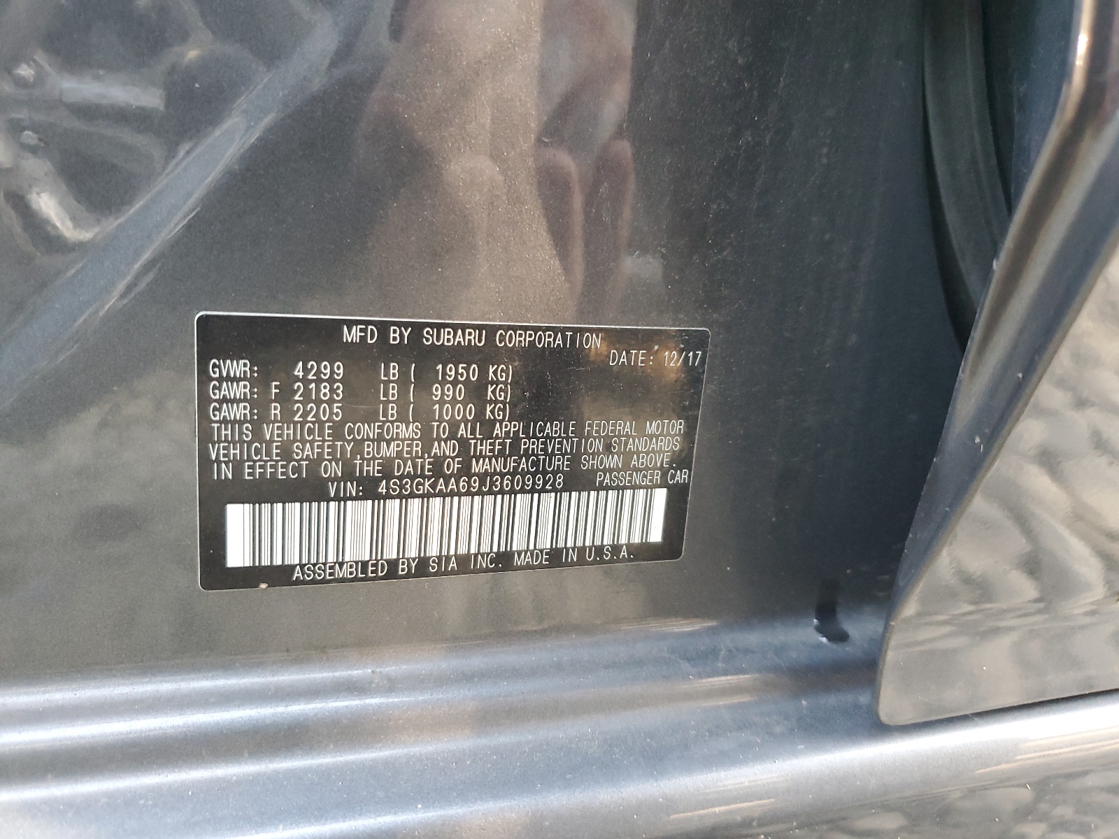 4S3GKAA69J3609928 2018 Subaru Impreza