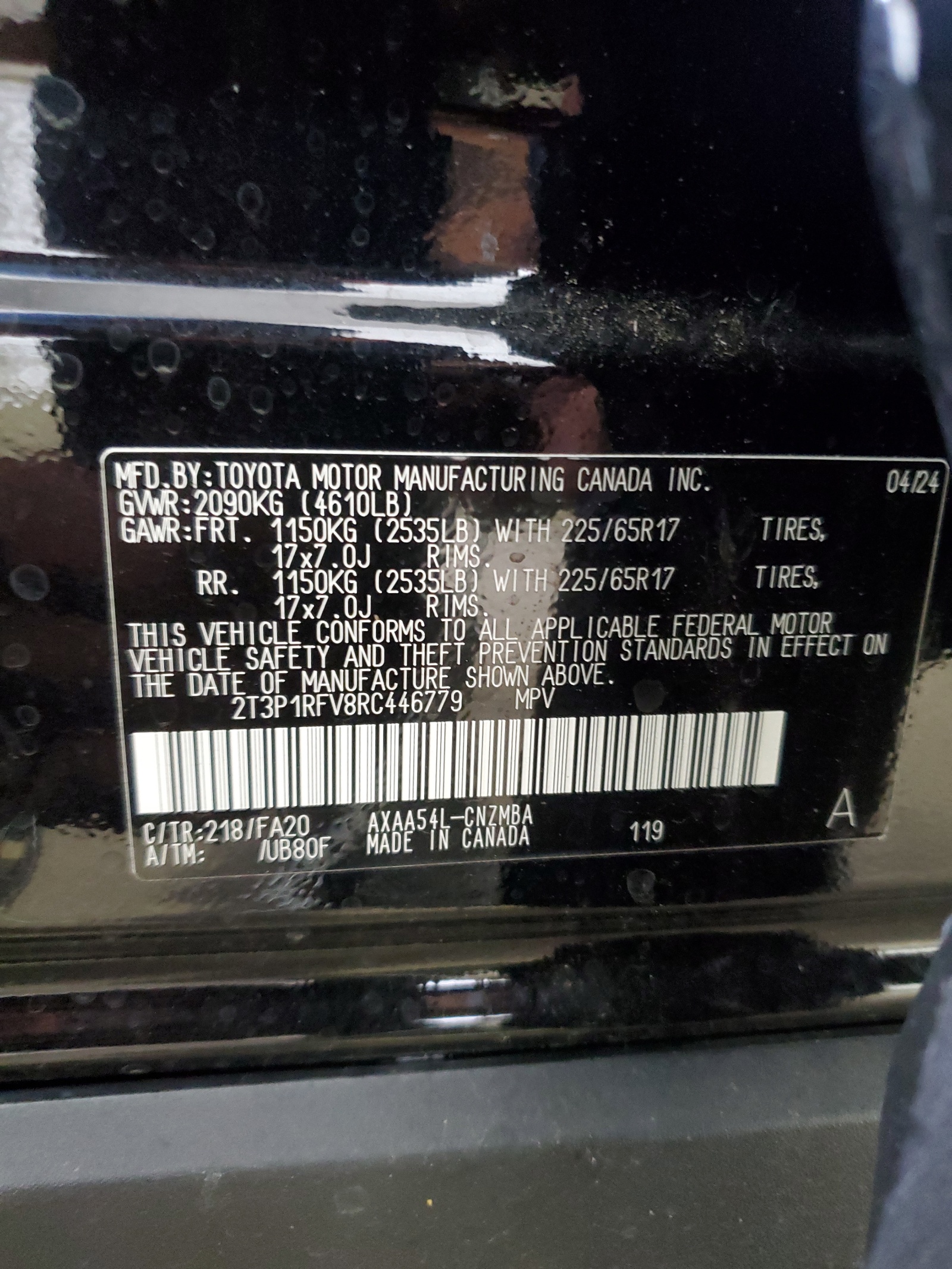 2T3P1RFV8RC446779 2024 Toyota Rav4 Xle