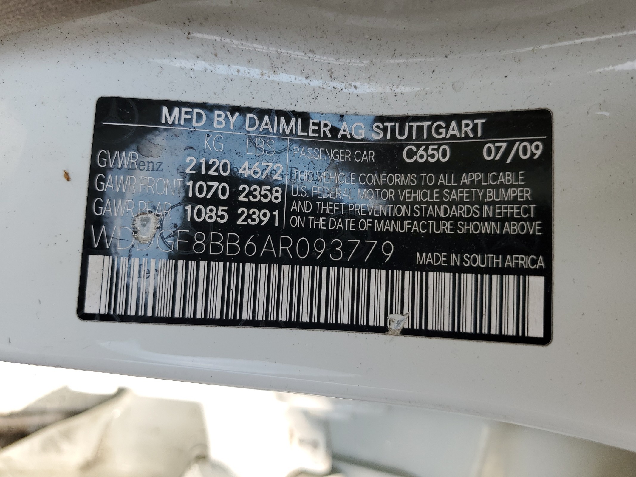 WDDGF8BB6AR093779 2010 Mercedes-Benz C 300 4Matic