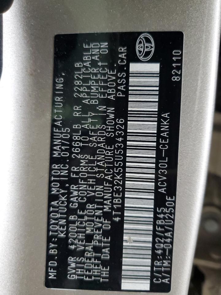 2005 Toyota Camry Le VIN: 4T1BE32K55U534326 Lot: 62269684