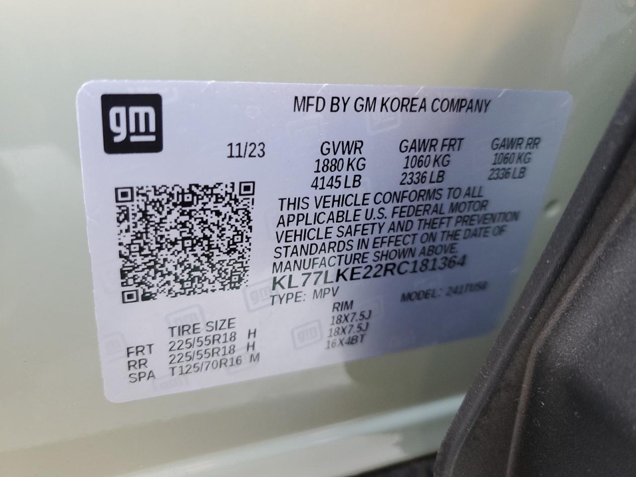 2024 Chevrolet Trax Activ VIN: KL77LKE22RC181364 Lot: 62681024